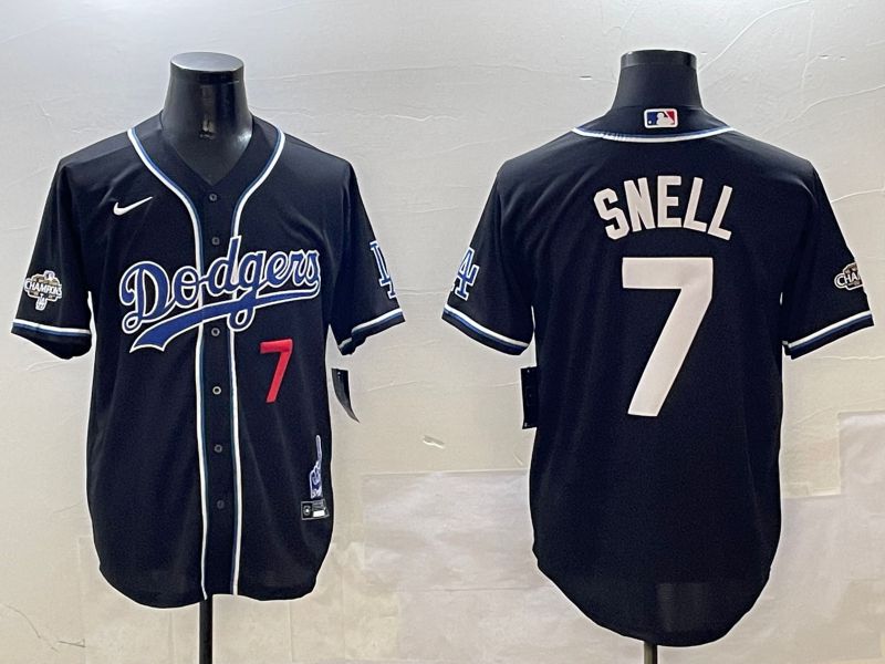 Men Los Angeles Dodgers #7 Snell Black Fashion Game 2025 Nike MLB Jersey style 3065->los angeles dodgers->MLB Jersey